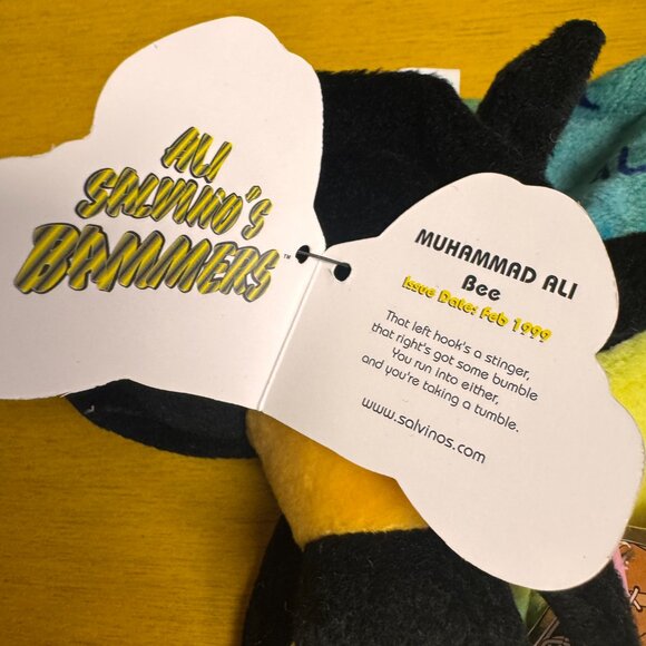 90's Vintage Salvino's Bammers Muhammad Ali Bear Bee & Butterfly Set Beanies NWT - Picture 7 of 11